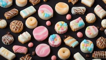 AI generated a collection of colorful cookies and pastries photo