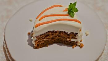 AI generated a piece of carrot cake on a plate photo