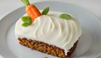 AI generated a carrot cake with cream cheese frosting photo