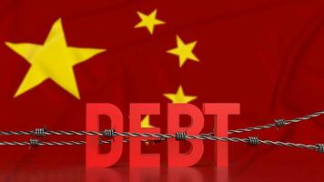 The debt on Chinese flag background for business concept 3d rendering. photo