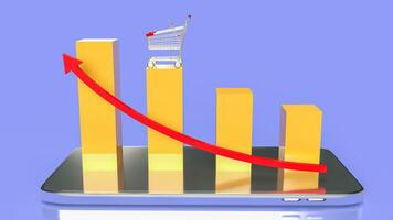 The super market cart and chart Business 3d rendering. photo