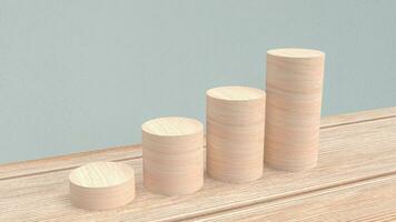 The wood bar chart for Business concept 3d rendering. photo