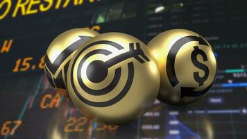 The  target icon on gold ball for Business concept 3d rendering. photo
