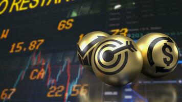 The  target icon on gold ball for Business concept 3d rendering. photo