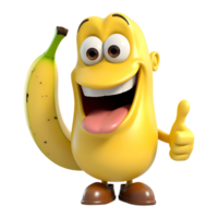 ai gerado engraçado banana desenho animado em transparente fundo - ai gerado png