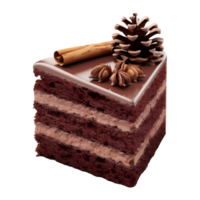 ai generado chocolate pastel rebanada en transparente antecedentes - ai generado png