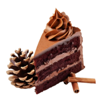 ai generado chocolate pastel rebanada en transparente antecedentes - ai generado png