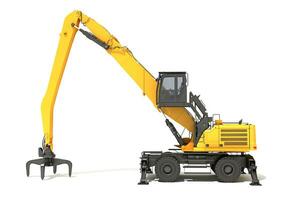 Material Handler heavy construction machinery 3D rendering on white background photo