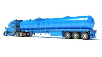 Truck with Tank Trailer 3D rendering on white background photo