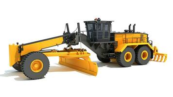 Motor Grader heavy construction machinery 3D rendering on white background photo