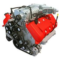 V8 Car Engine 3D rendering on white background photo