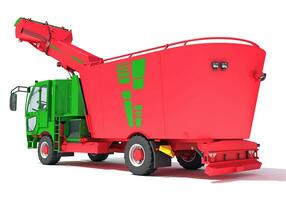 Fodder Mixing Wagon Truck 3D rendering on white background photo
