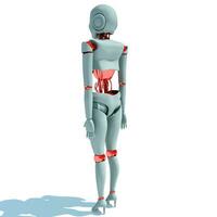 Female Robot 3D rendering on white background photo