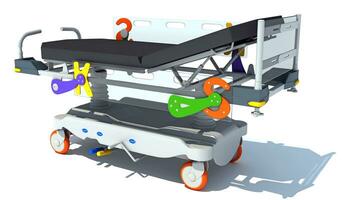 Stretcher Trolley medical equipment 3D rendering on white background photo