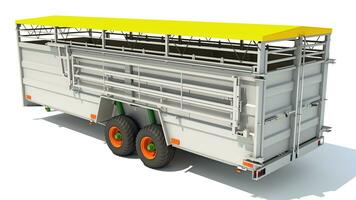 Cattle Animal Transporter Trailer 3D rendering on white background photo