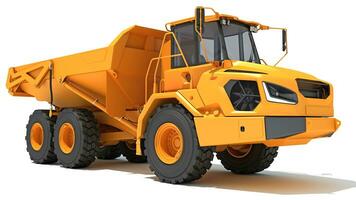 Mining Dump Truck heavy construction machinery 3D rendering on white background photo