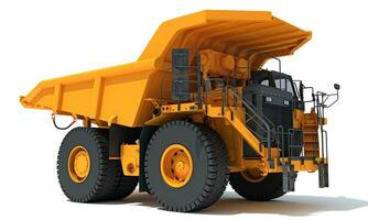 Dump Truck 3D rendering heavy construction machinery on white background photo