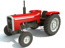 Old Farm Tractor 3D rendering on white background photo