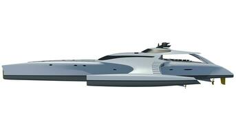 Luxury motor yacht 3D rendering on white background photo