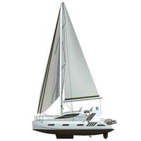3D rendering of Sailing Yacht on white background photo