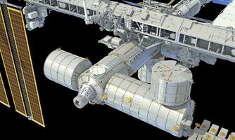 International Space Station ISS 3D rendering on black background photo