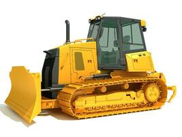 Tracked Dozer heavy construction machinery 3D rendering on white background photo