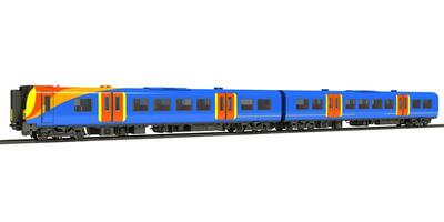 Passenger Train 3D rendering on white background photo