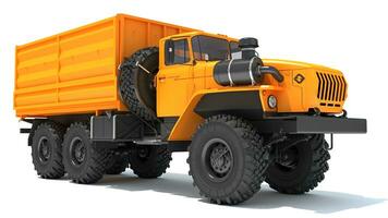 Off Road Truck 6x6 Vehicle 3D Rendering on White Background photo