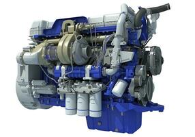 Truck engine 3D rendering on white background photo