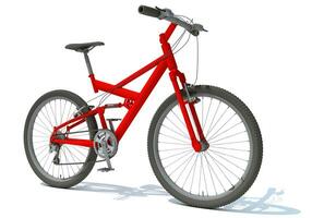 montaña bicicleta 3d representación en blanco antecedentes foto