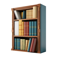 ai generado 3d representación de un libros alacena en transparente antecedentes - ai generado png