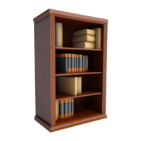 ai generiert 3d Rendern von ein Bücher Schrank auf transparent Hintergrund - - ai generiert png