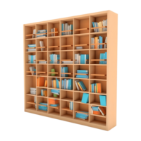 ai generado 3d representación de un libros alacena en transparente antecedentes - ai generado png