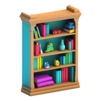 ai generato 3d interpretazione di un' libri credenza su trasparente sfondo - ai generato png