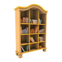 ai gerado 3d Renderização do uma livros armário em transparente fundo - ai gerado png