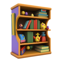 ai gerado 3d Renderização do uma livros armário em transparente fundo - ai gerado png