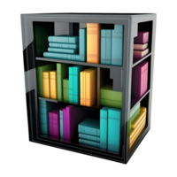 ai generado 3d representación de un libros alacena en transparente antecedentes - ai generado png