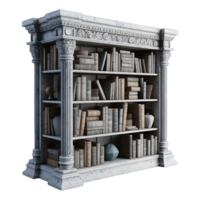 ai generado 3d representación de un libros alacena en transparente antecedentes - ai generado png