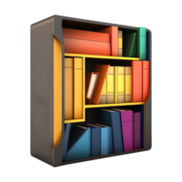 ai gerado 3d Renderização do uma livros armário em transparente fundo - ai gerado png