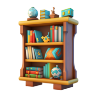 AI generated 3D Rendering of a Books Cupboard on Transparent Background - Ai Generated png