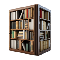 ai gerado 3d Renderização do uma livros armário em transparente fundo - ai gerado png