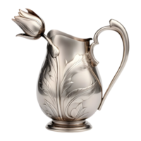 AI generated Silver Traditional Jug on Transparent background - Ai Generated png