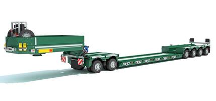 Low Loader Trailer 3D rendering on white background photo