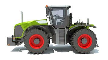 Wheeled Articulated Farm Tractor 3D rendering on white background photo