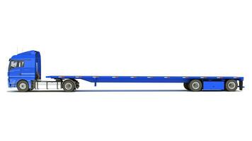 Heavy Truck with Lowboy Trailer 3D rendering on white background photo