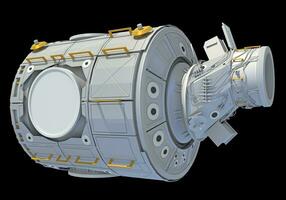 Service Module of ISS International Space Station 3D rendering on black background photo