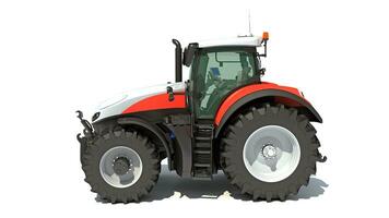 Farm Tractor 3D rendering on white background photo