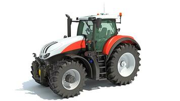 3d representación de granja tractor modelo en blanco antecedentes foto