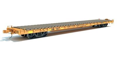 Flat Railroad Car 3D rendering on white background photo