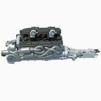 V12 Car Engine 3D rendering on white background photo